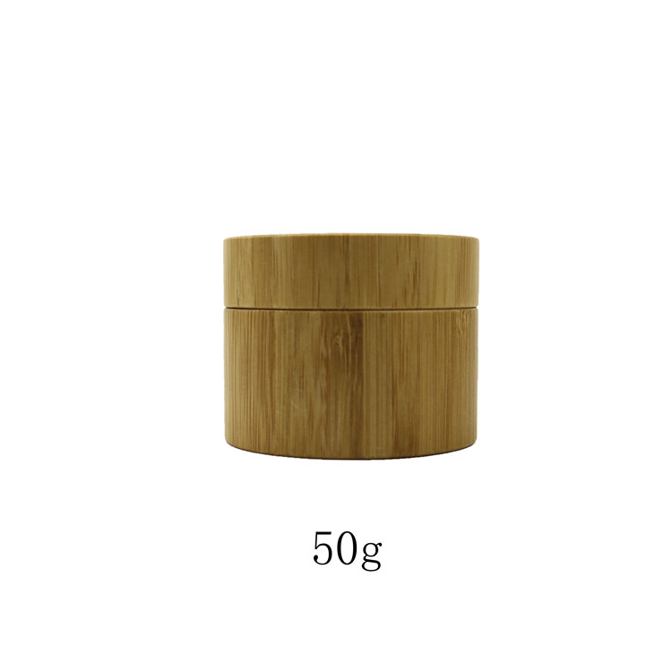 Wholesale natural bamboo glass cosmet cream jar with bamboo lid 50ml 50g 1.7oz cosmetic bamboo cream glass jar packaging