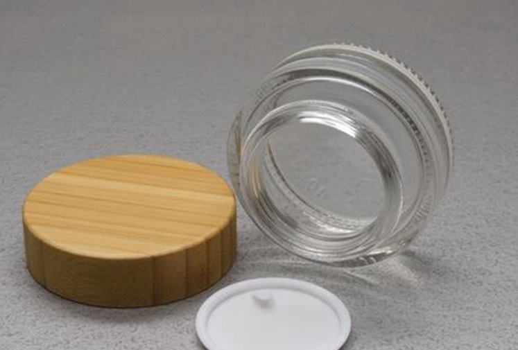 Wholesale natural bamboo lid cream frosted cosmetics container glass jar