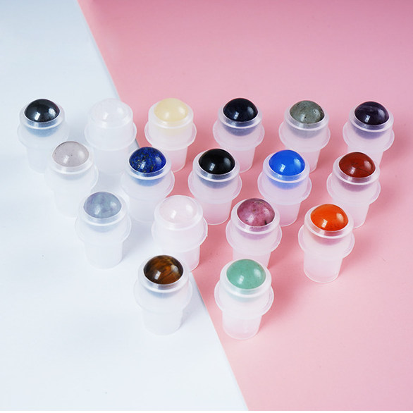 Wholesale natural gemstone roll on refillable glass bottle for gift essential oil perfume 10ml