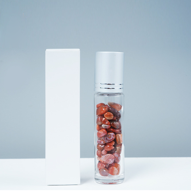 Wholesale natural gemstone roll on refillable glass bottle for gift essential oil perfume 10ml