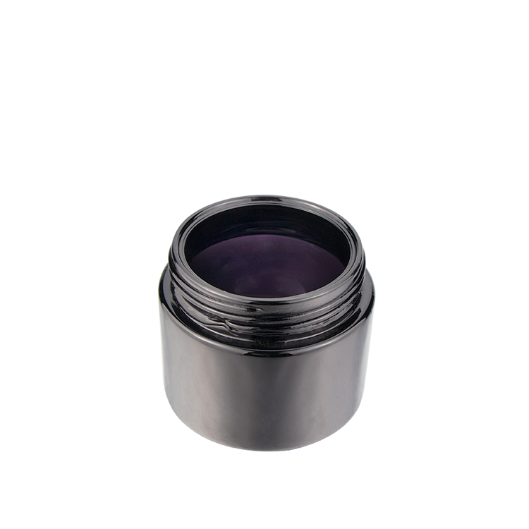 Wholesale new 20ml 60ml 100ml 150ml 200ml 2oz 4oz dark violet black empty glass cosmetic lotion cream jars with black lid