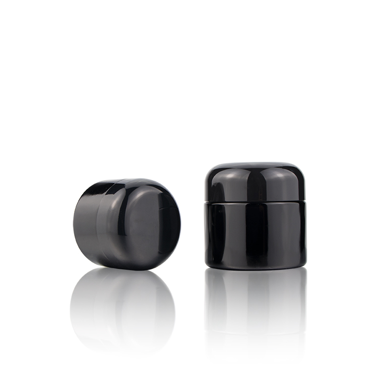Wholesale new 20ml 60ml 100ml 150ml 200ml 2oz 4oz dark violet black empty glass cosmetic lotion cream jars with black lid