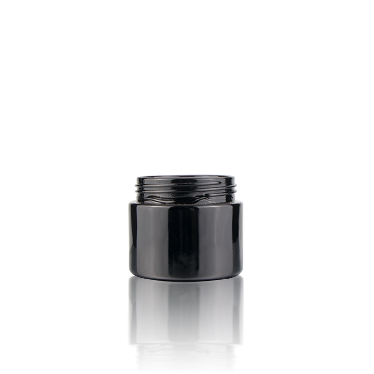 Wholesale new 20ml 60ml 100ml 150ml 200ml 2oz 4oz dark violet black empty glass cosmetic lotion cream jars with black lid