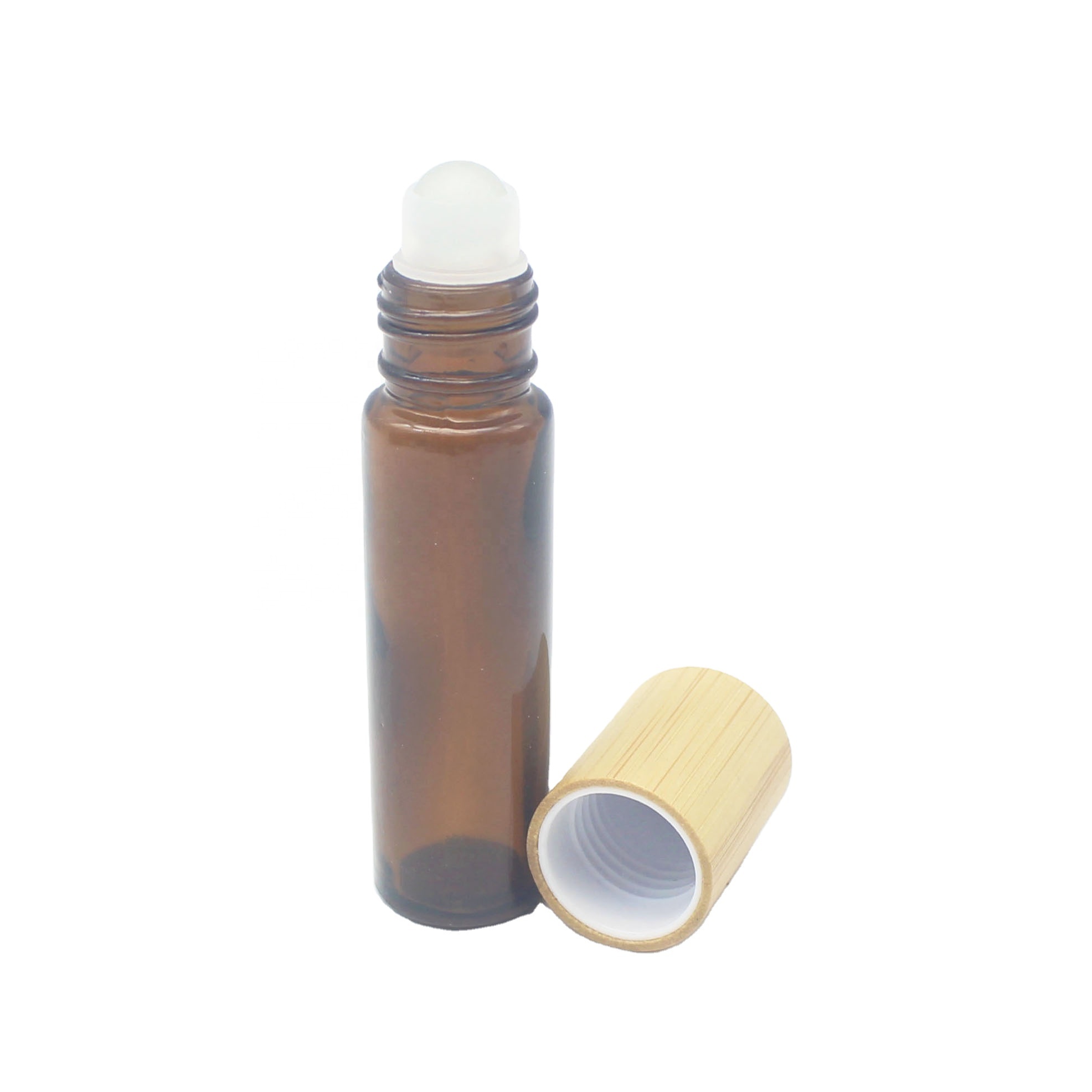 Wholesale new aromatherapy essential oil bamboo roller bottle 5ml 10ml with glass roller empty luxury BBJ-208