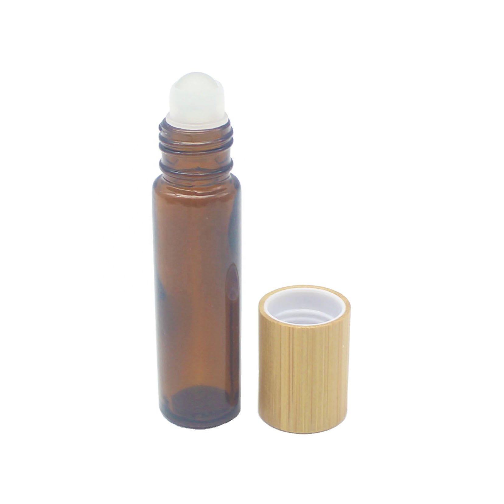 Wholesale new aromatherapy essential oil bamboo roller bottle 5ml 10ml with glass roller empty luxury BBJ-208