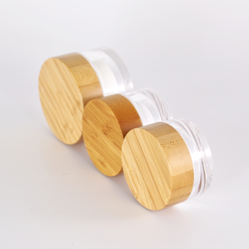 Wholesale new plastic jar with bamboo lid bamboo cosmetic packaging bamboo jars