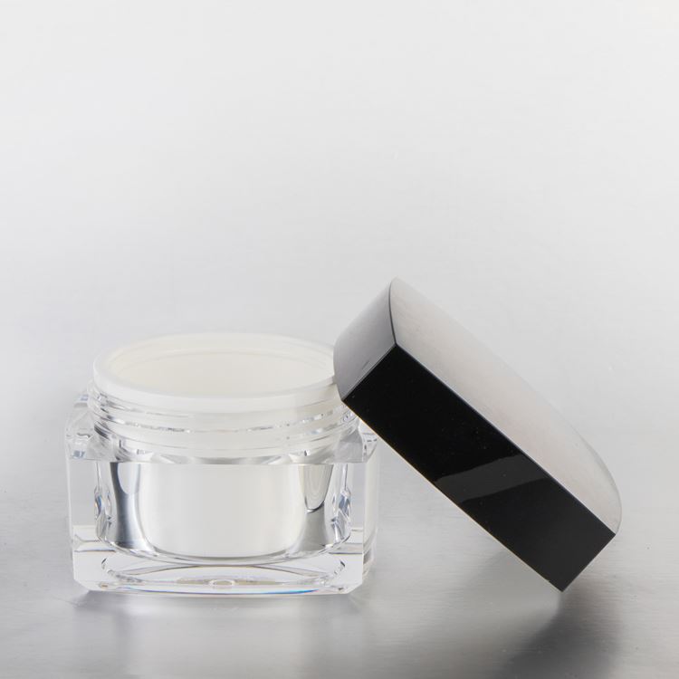 Wholesale new skin care 10g 15g 20g 30g 50g clear frosted double walled square plastic acrylic jar for cosmetics cream