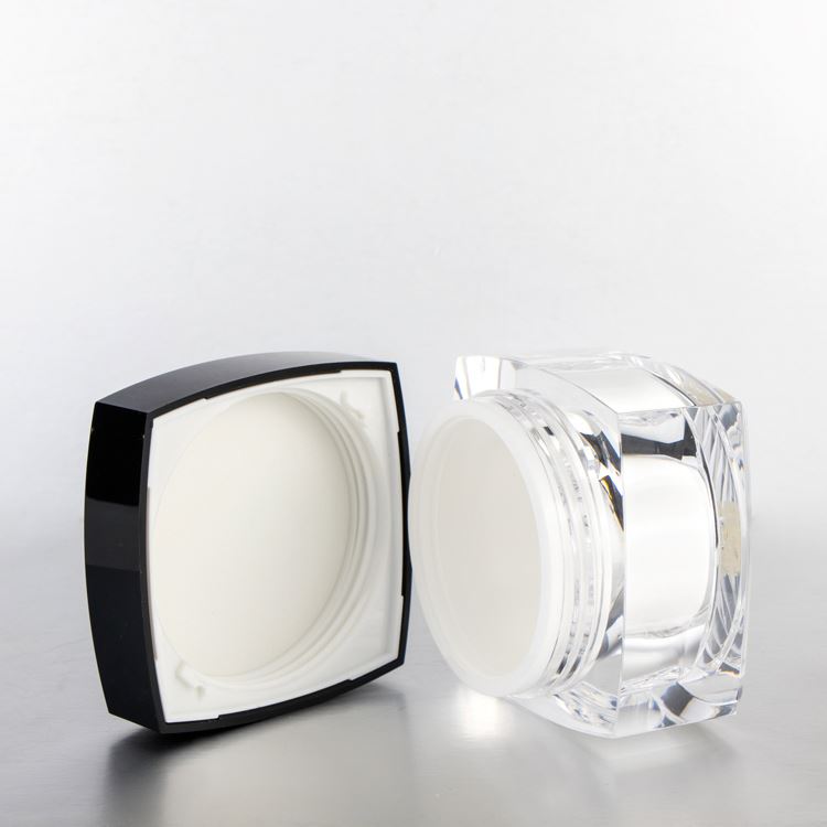 Wholesale new skin care 10g 15g 20g 30g 50g clear frosted double walled square plastic acrylic jar for cosmetics cream
