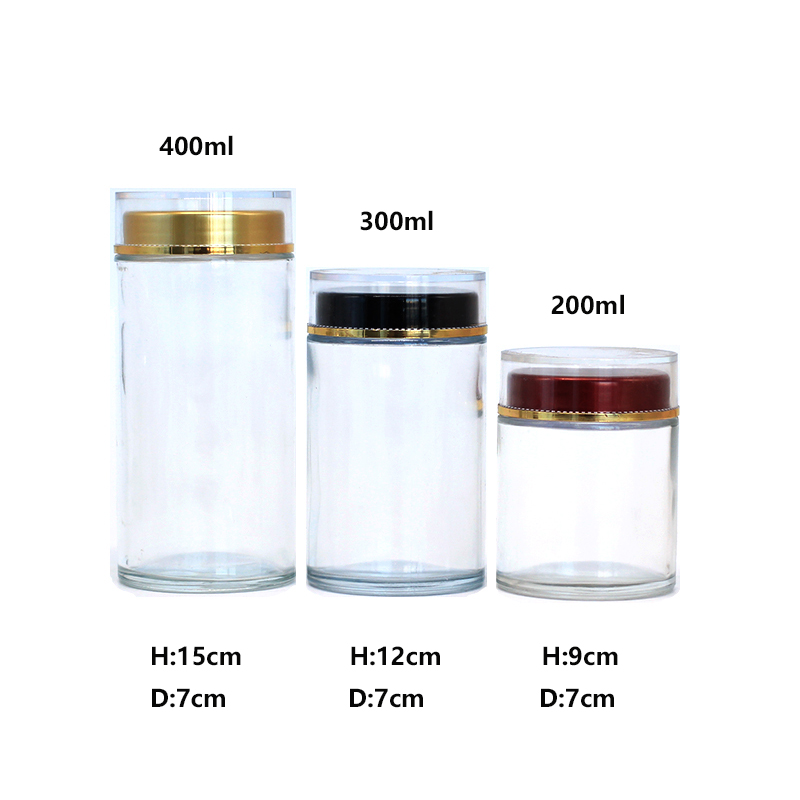 Wholesale new style round glass food storage jar with lid for kitchen