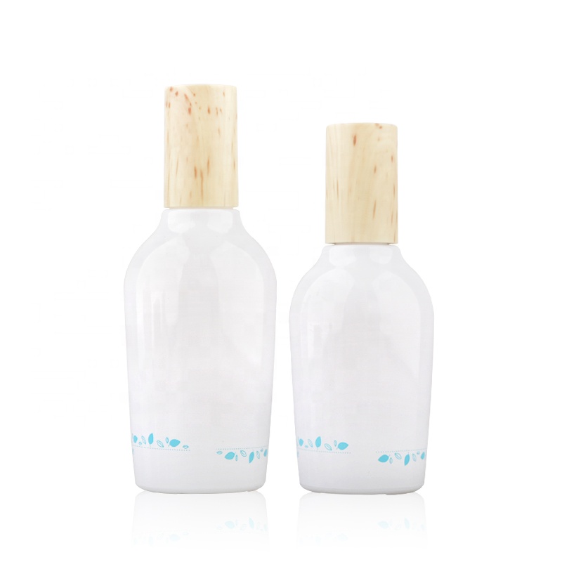 Wholesale opal white glass bottle and jar with water transfer