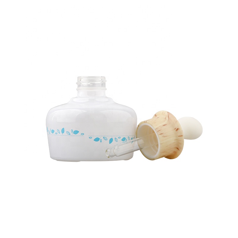 Wholesale opal white glass bottle and jar with water transfer
