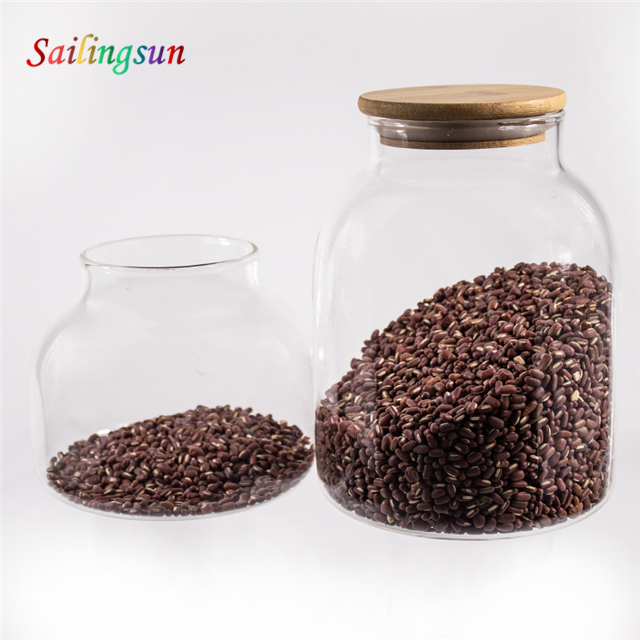 Wholesale oversized design handcraft with bamboo lid pyrex glass food jar