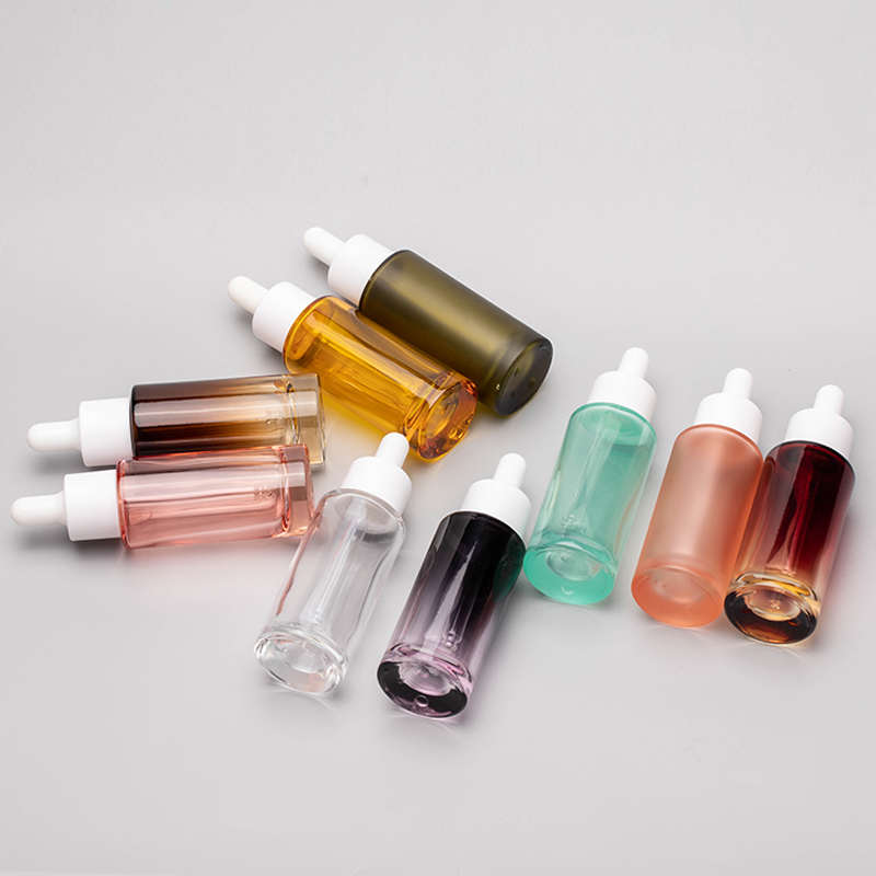 Wholesale packaging 30ml purple mini glass dropper bottle with white Rubber head