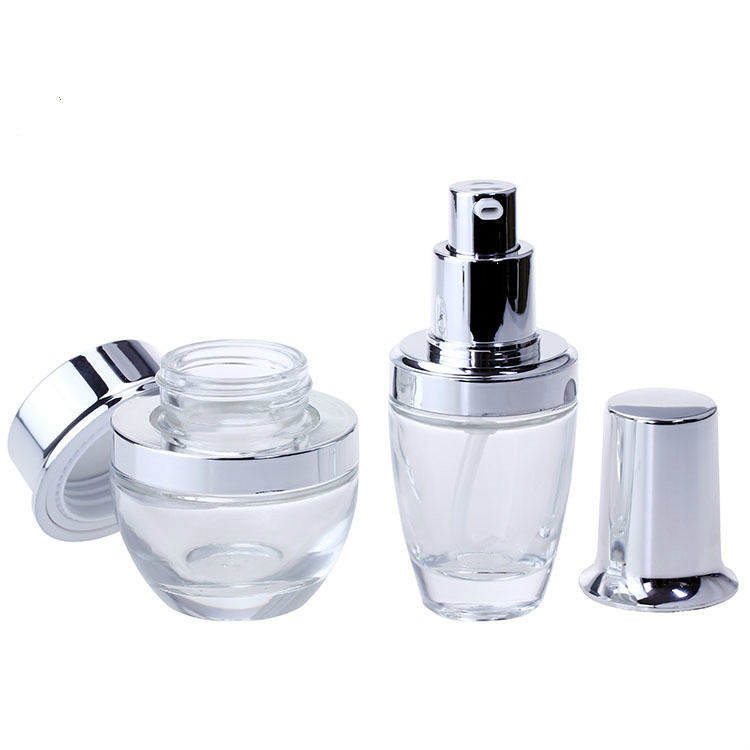 Wholesale packaging for cosmetics glass jar and glass bottles eco friendly cosmetic containers 30g 30ml 100ml with customizable