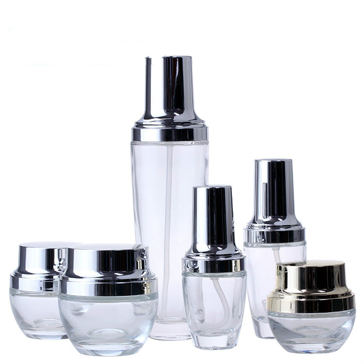 Wholesale packaging for cosmetics glass jar and glass bottles eco friendly cosmetic containers 30g 30ml 100ml with customizable