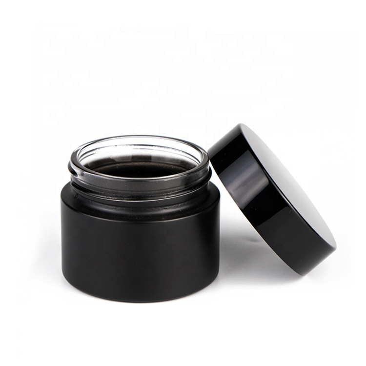 Wholesale packing 30ml 50ml matte makeup vintage frosted black glass cosmetic jars