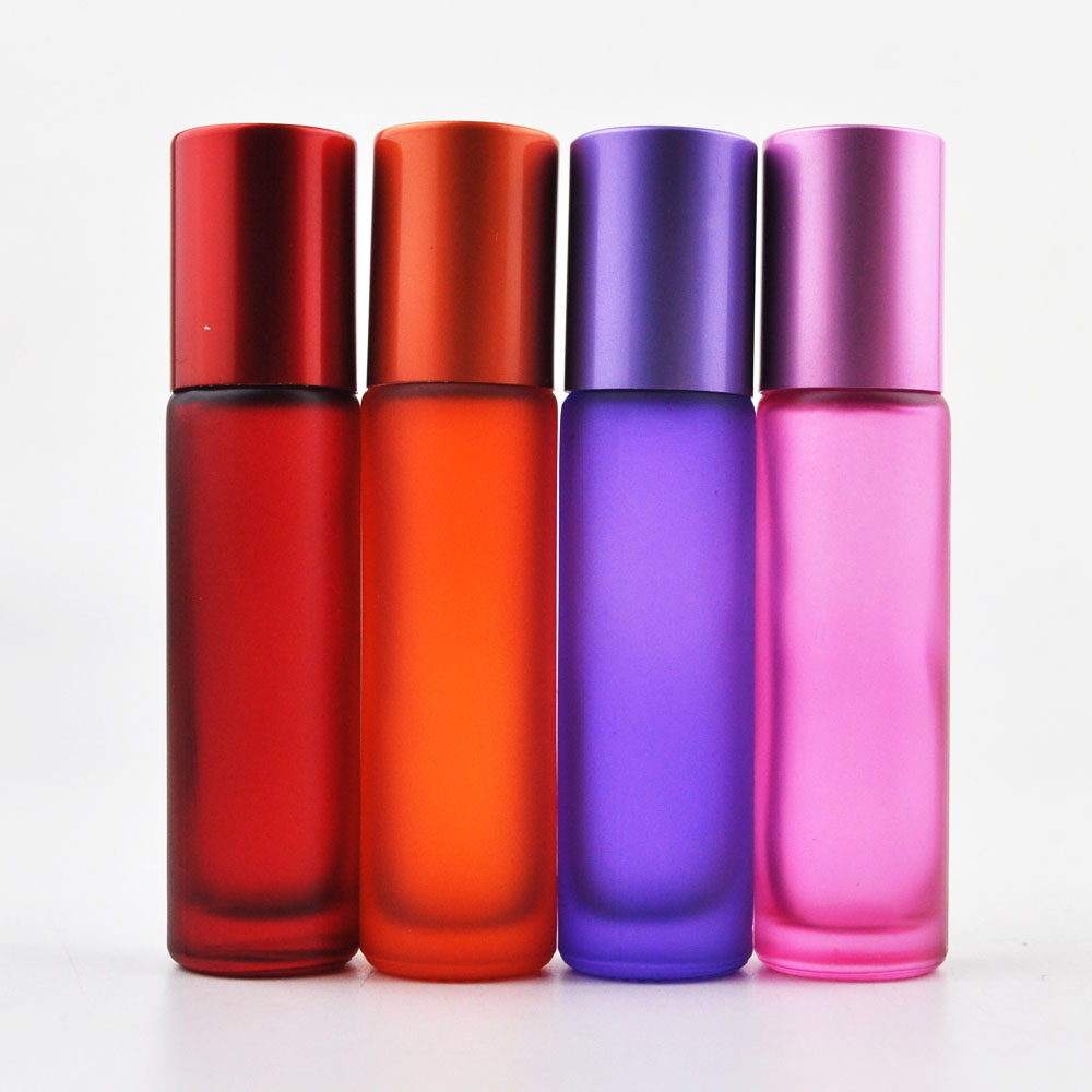 Wholesale perfume various color 10ml roll on glass bottle for essential oil with aluminum cap