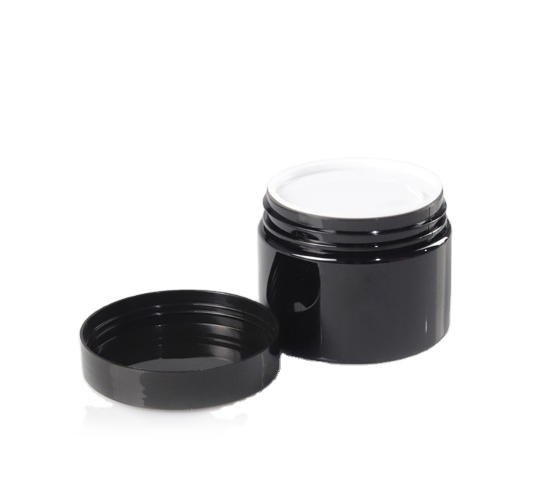Wholesale pet plastic cosmetic  black Different Capacity PET Stash Plastic Jar