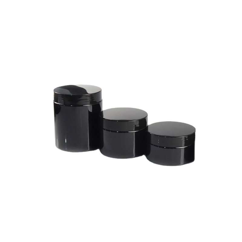 Wholesale pet plastic cosmetic black Different Capacity PET Stash Plastic Jar