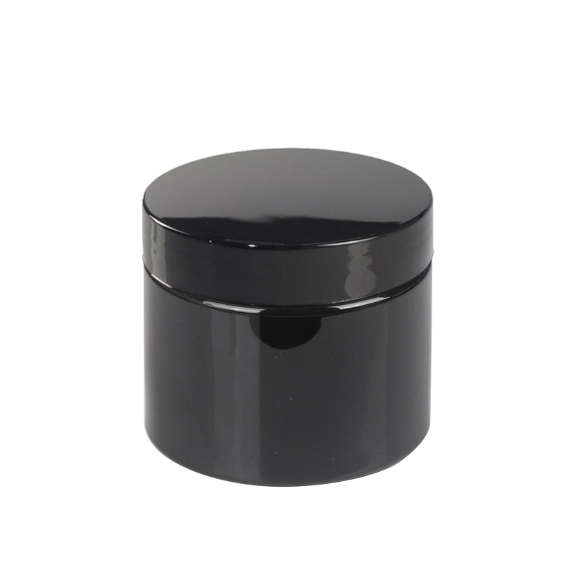 Wholesale pet plastic cosmetic black Different Capacity PET Stash Plastic Jar