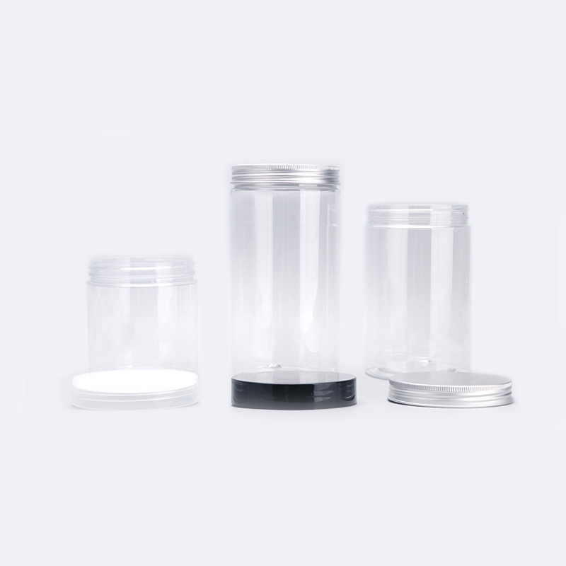 Wholesale pet transparent 1L wide mouth bottle clear plastic jar with screw lid Packaging Tubs