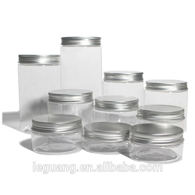 Wholesale pet transparent 1L wide mouth bottle clear plastic jar with screw lid Packaging Tubs