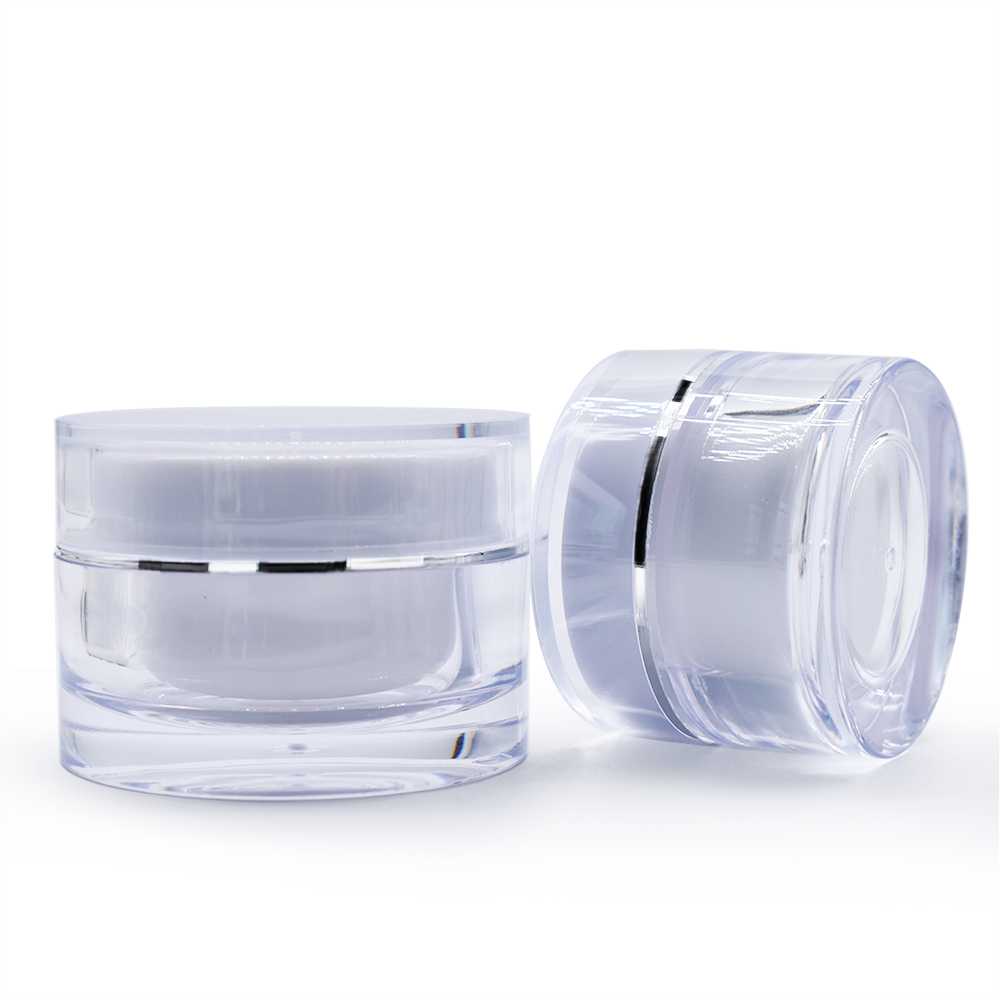 Wholesale plastic double wall skin care acrylic cream jar 50g clear cosmetic acrylic plastic jars
