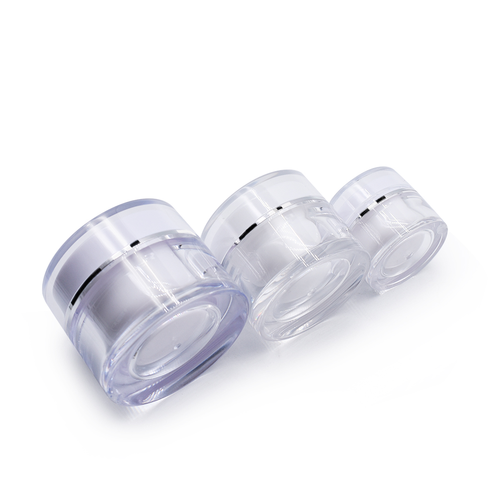 Wholesale plastic double wall skin care acrylic cream jar 50g clear cosmetic acrylic plastic jars