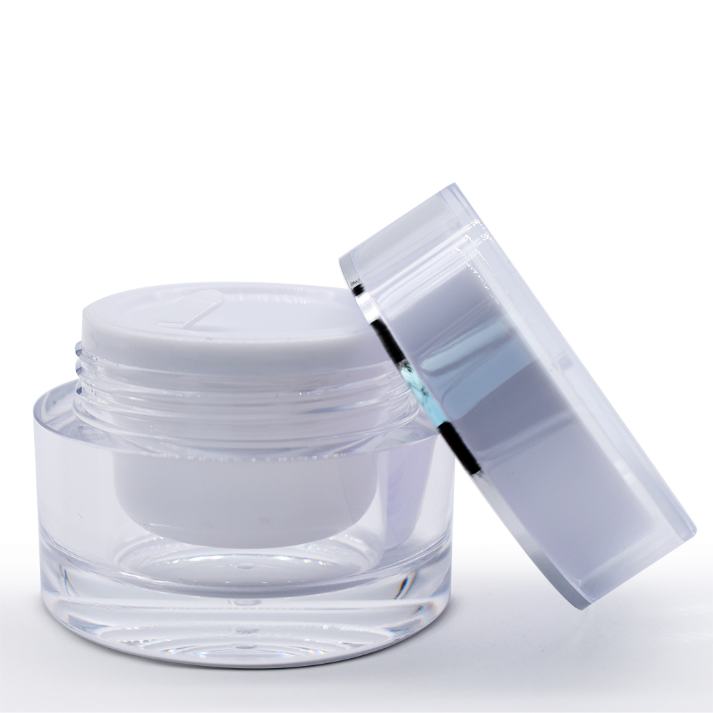 Wholesale plastic double wall skin care acrylic cream jar 50g clear cosmetic acrylic plastic jars