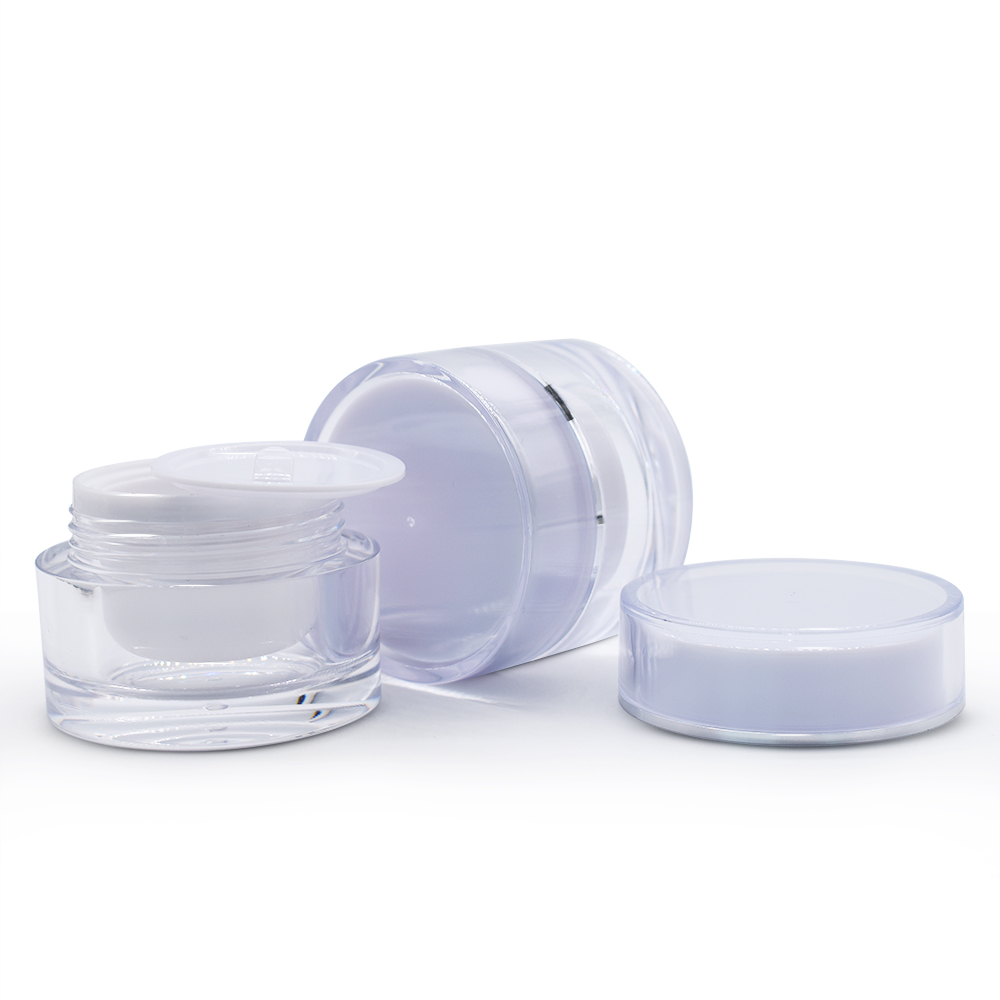 Wholesale plastic double wall skin care acrylic cream jar 50g clear cosmetic acrylic plastic jars