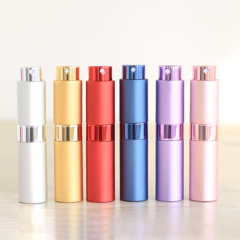 Wholesale pocket round aluminum portable refillable perfume bottle atomizer
