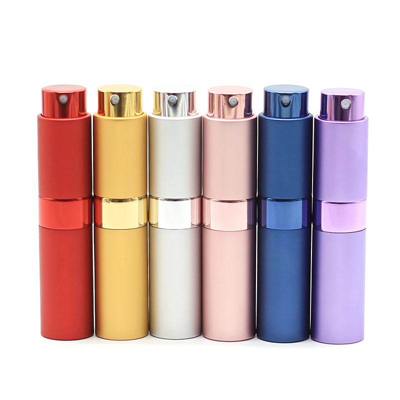Wholesale pocket round aluminum portable refillable perfume bottle atomizer