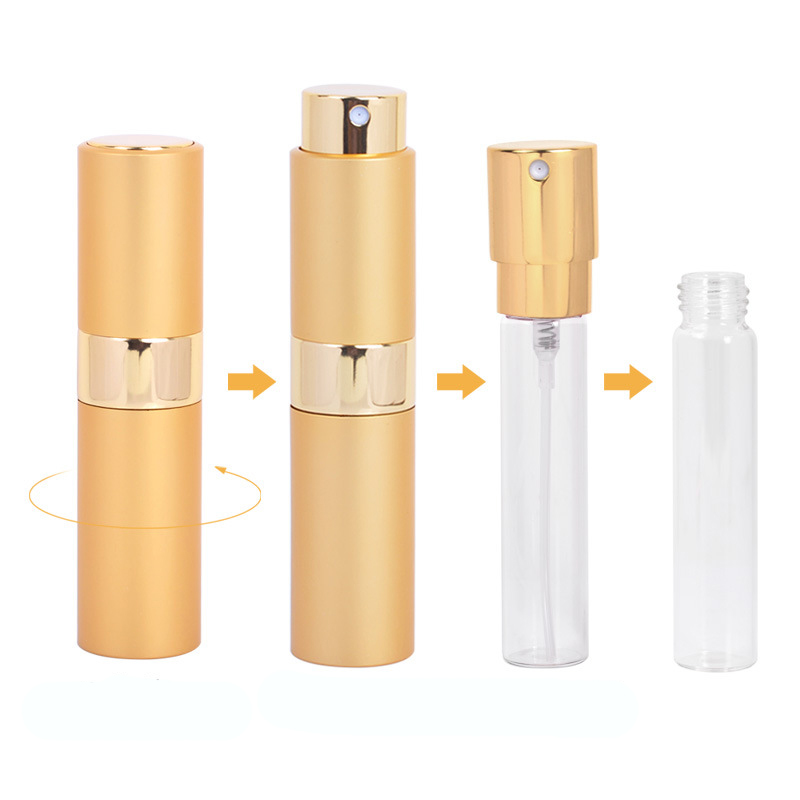 Wholesale pocket round aluminum portable refillable perfume bottle atomizer