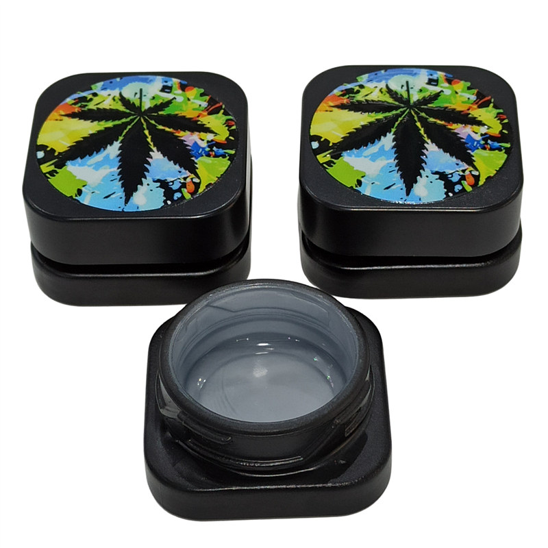 Wholesale popular 3ml 5ml 7ml dark uv black CBD wax oil child proof glass jar with child flat top