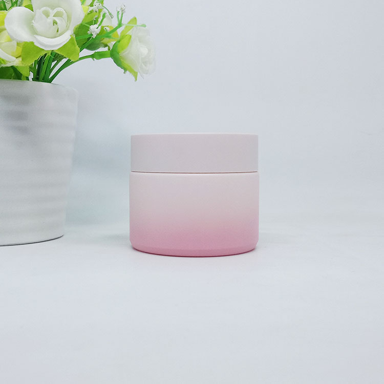 Wholesale porcelain white glass cosmetics packaging cream jar with sliver plastic lid printing color cosmetics