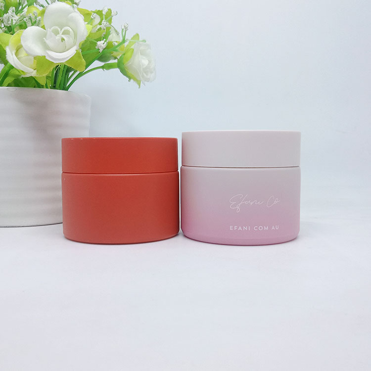 Wholesale porcelain white glass cosmetics packaging cream jar with sliver plastic lid printing color cosmetics