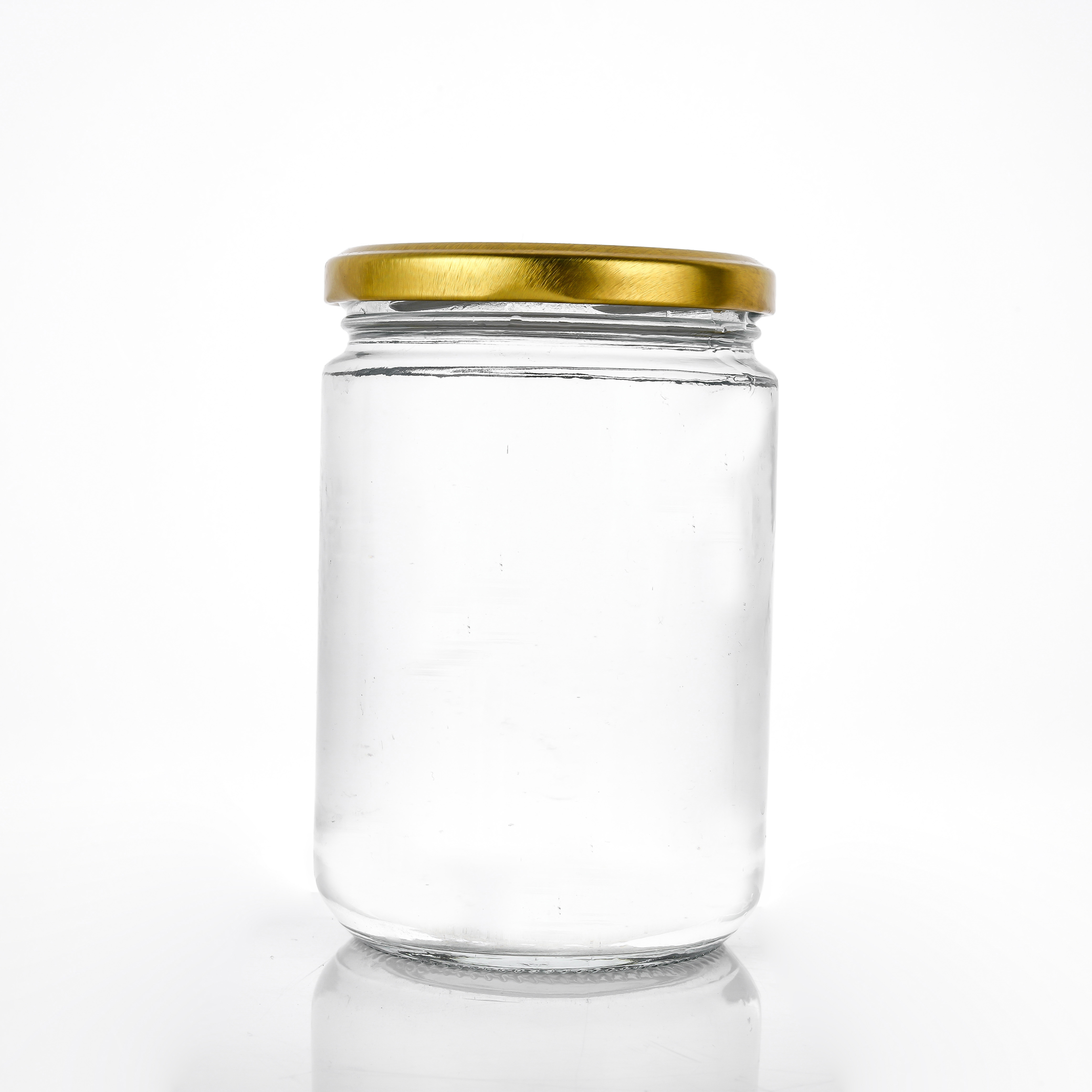 Wholesale price customized clear round airtight glass jars with screw lid for canned fruit honey caviar jam