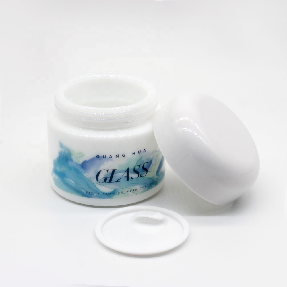 Wholesale price white opal glass container jar with lid for sale