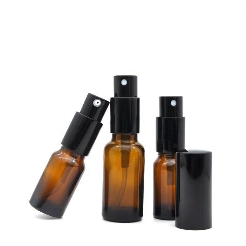 Wholesale pump bottle amber serum pump bottle with black aluminum cap 5ml 10ml 15ml 20ml 30ml 50ml 100ml 200ml