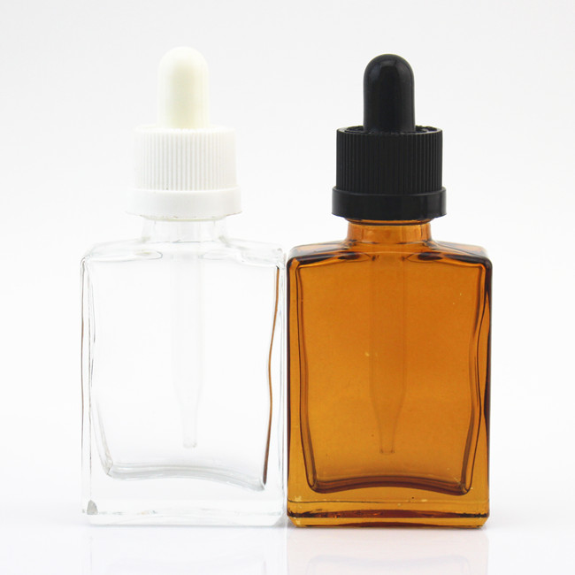Wholesale rectangular glass bottles 30ml square ejuice glass dropper bottle