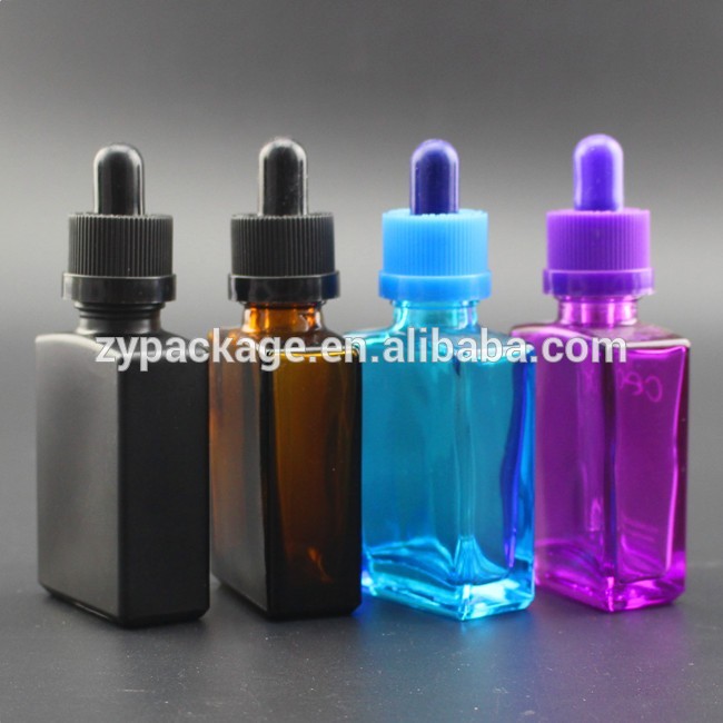 Wholesale rectangular glass bottles 30ml square ejuice glass dropper bottle