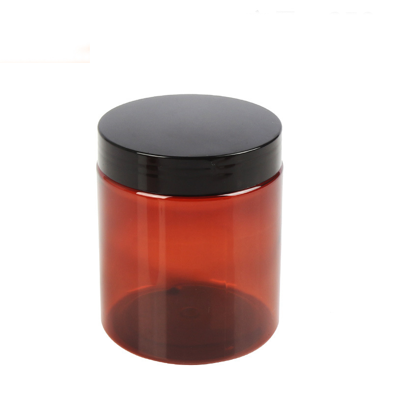 Wholesale recycled Plastic Straight Round pot PET 8 oz jars for cosmetics with screw lids