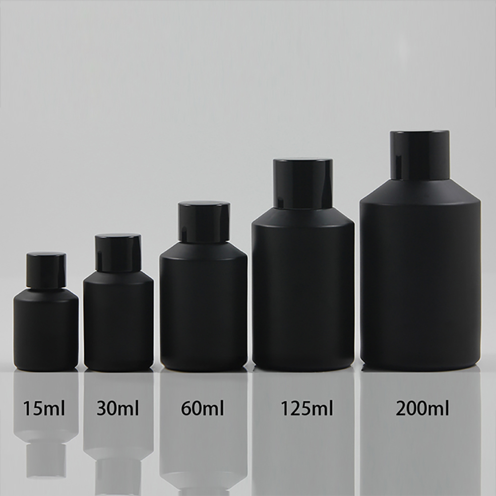 Wholesale recycled glass cosmetic packaging bottles, green pink black empty lotion bottles