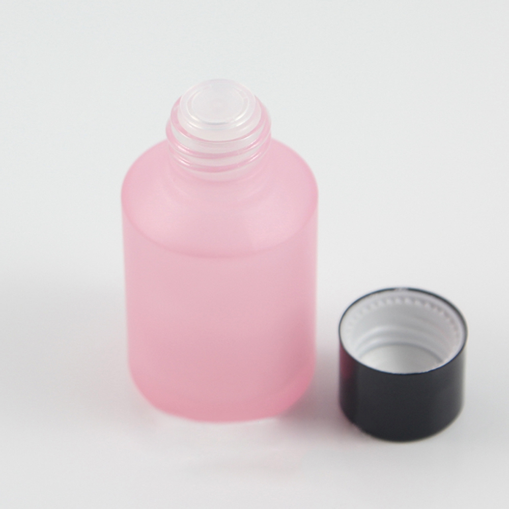 Wholesale recycled glass cosmetic packaging bottles, green pink black empty lotion bottles