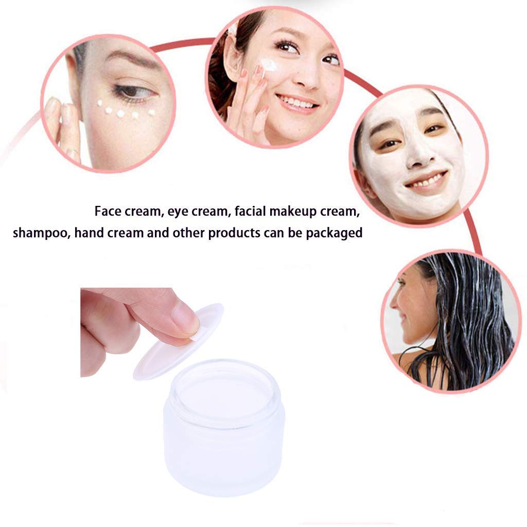 Wholesale recycled glass jars with plastic bamboo lids with frosted cosmetic jars for body cream