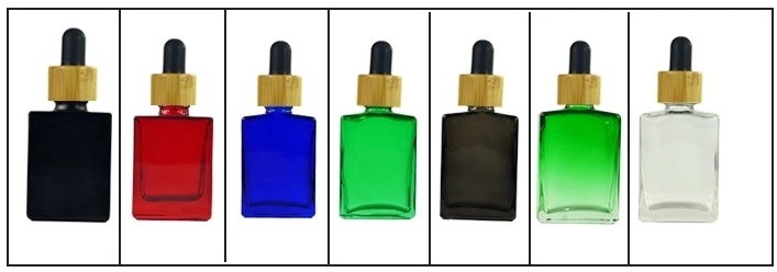 Wholesale red square rectangular essential oil 30ml 1 oz glass dropper bottle for perfume cosmetic oil