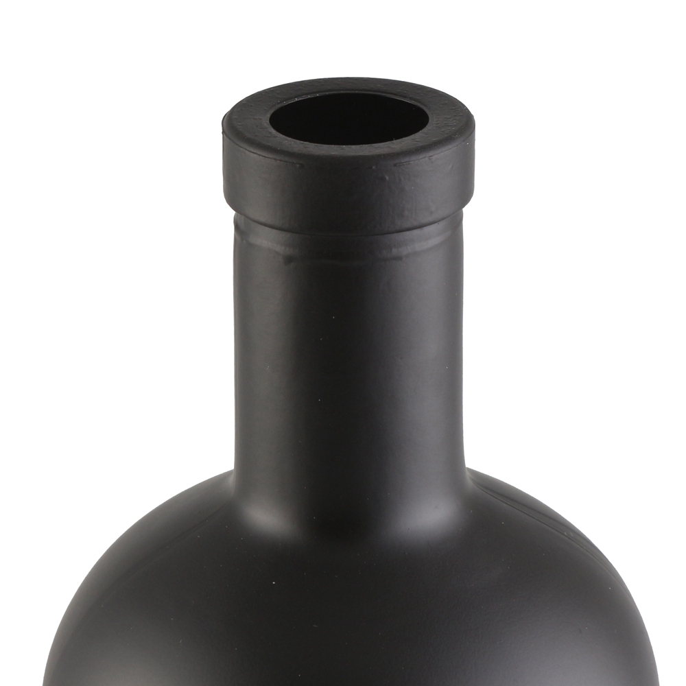 Wholesale round 375ml 500ml 750ml 1L black matte olive oil bottle glass with lid