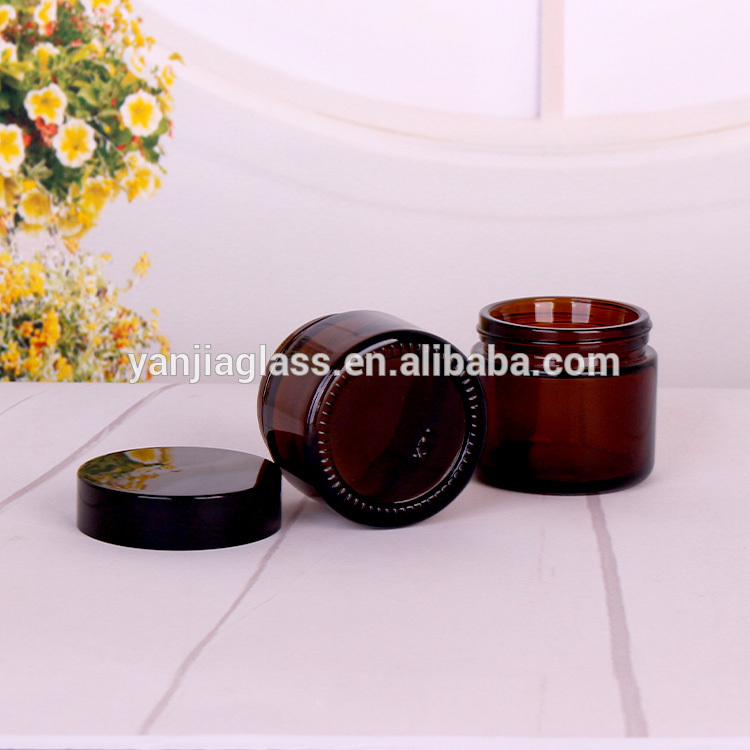 Wholesale round 60ml 2oz amber glass jar for skin care