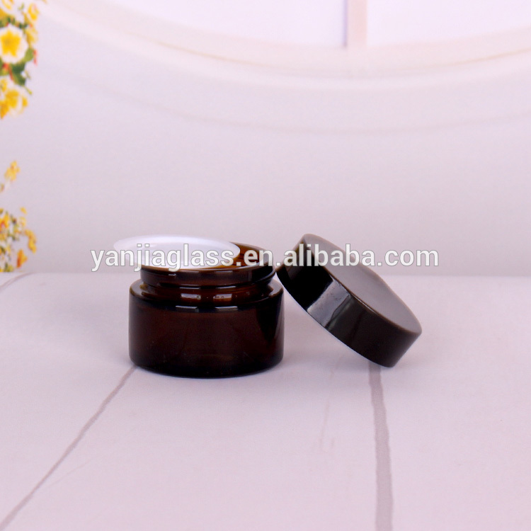 Wholesale round 60ml 2oz amber glass jar for skin care