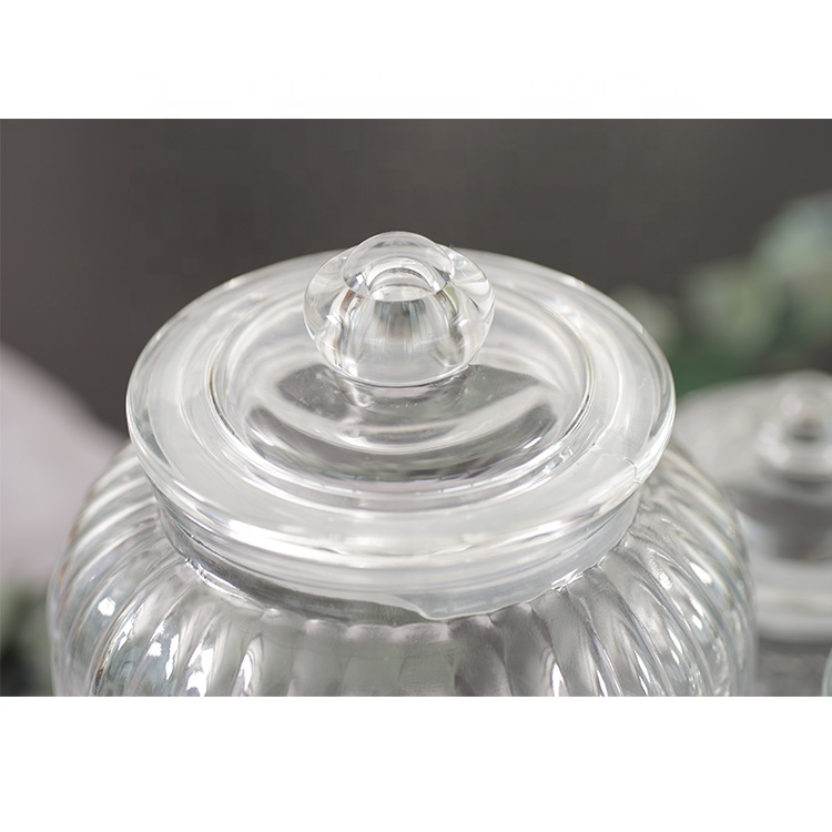 Wholesale round airtight 650ml glass bottles glass storage jars with glass lid